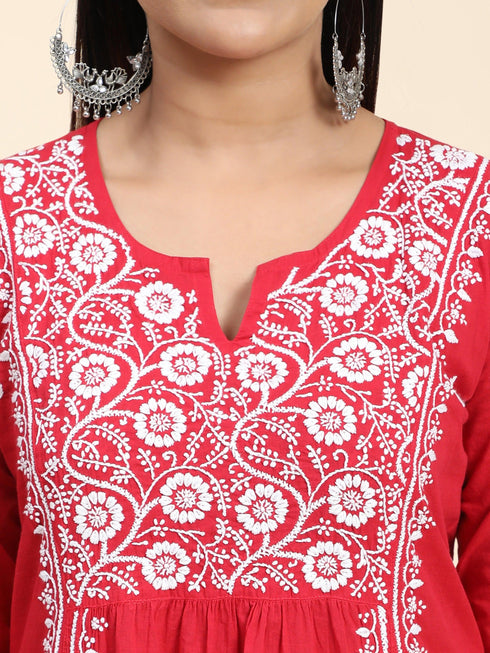 Hand Embroidery Chikankari Long Kurti for Women
